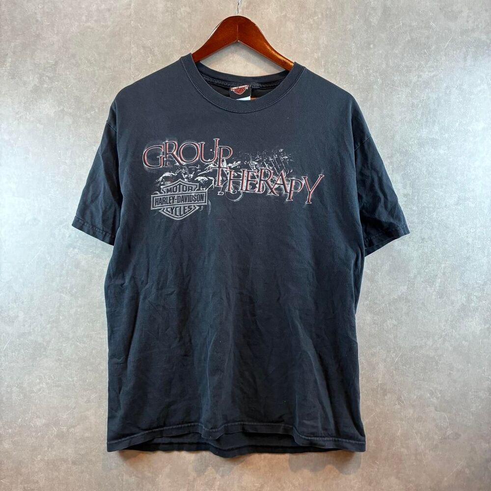 Harley-davidson Men's Black and Grey T-shirt